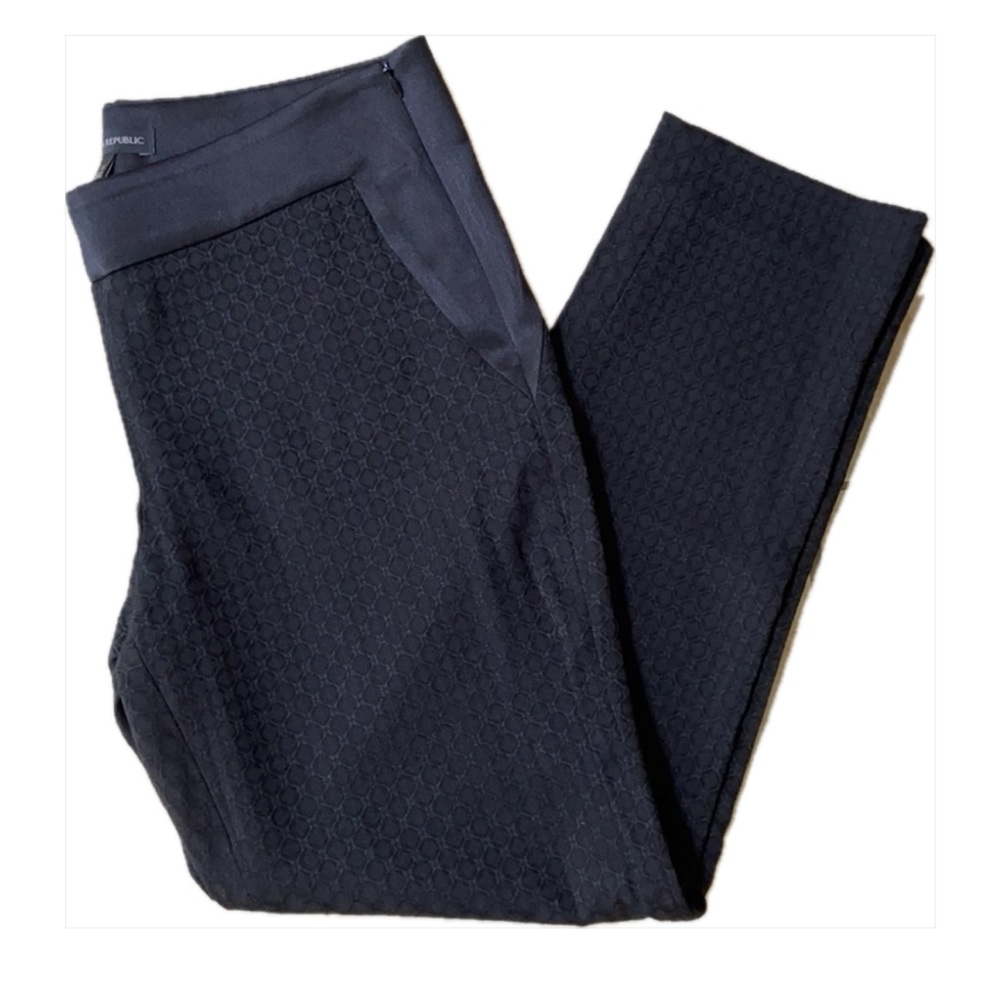 NWT Banana Republic Ankle Pant, Black Brocade Fabric w/ Satin Trim, Size 10